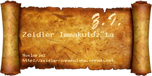 Zeidler Immakuláta névjegykártya